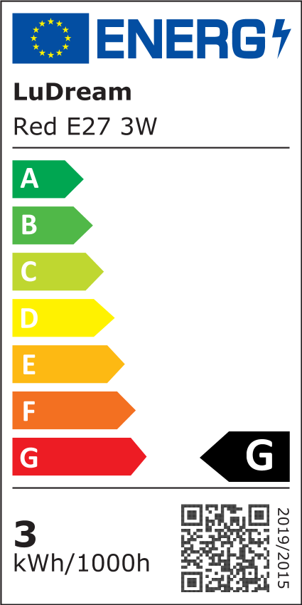 3W LED žárovka bez modré složky LuDream - Red (E27)