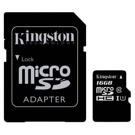 MicroSD HC 16GB Kingston class 10 s adaptérem