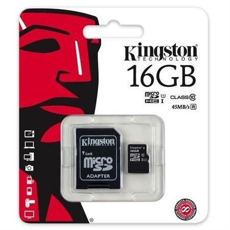 MicroSD HC 16GB Kingston class 10 s adaptérem