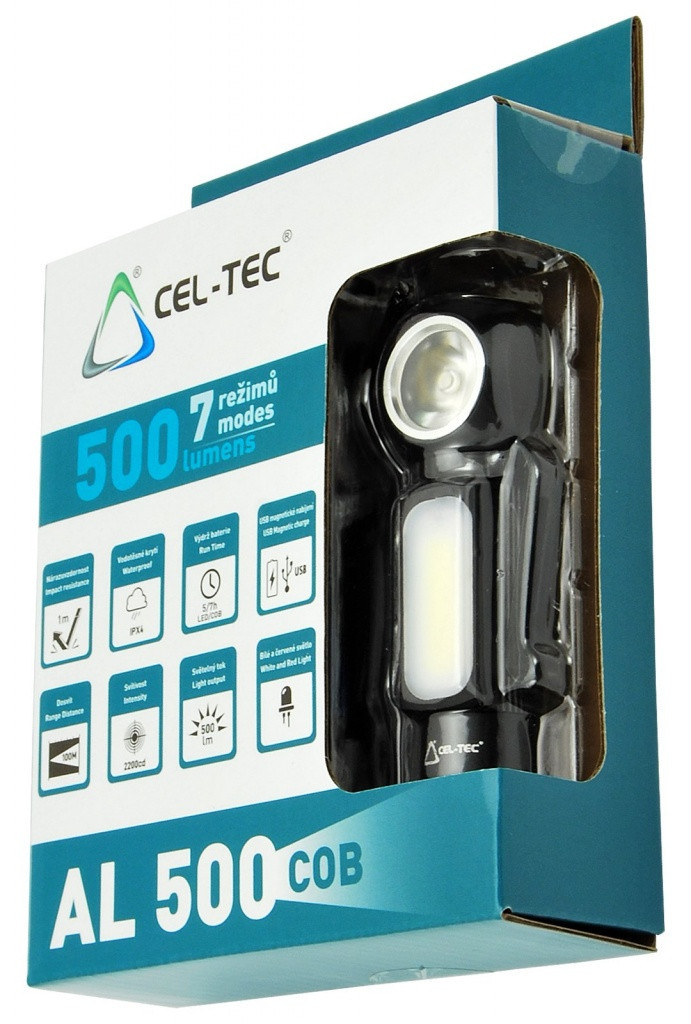 Nabíjecí úhlová čelovka CEL-TEC AL500 COB